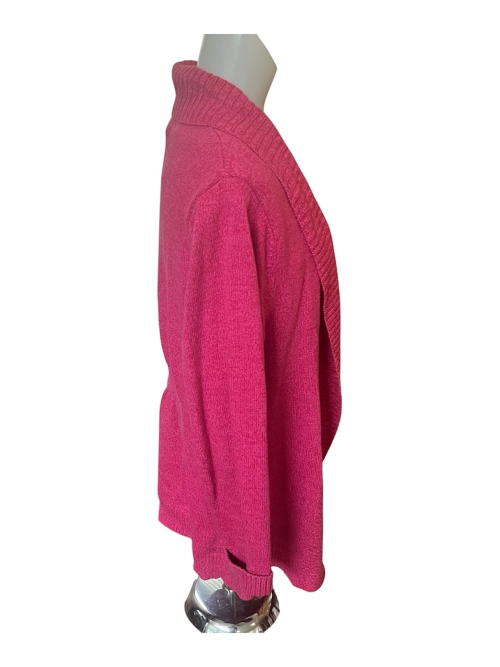L.L. Bean Open-Front Magenta Pink Shawl Collar Cardigan size M - Picture 3 of 7